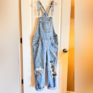 American Eagle Tomgirl Overall Bib Overalls Work Denim Blue Jeans Size Medium